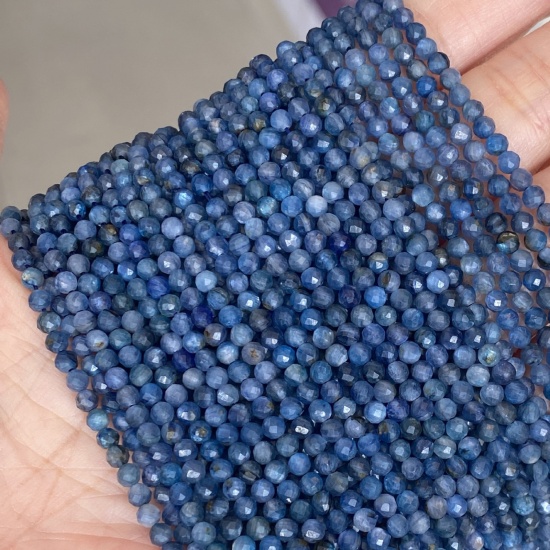Image de Perles en Cristal ( Naturel ) Rond Bleu Foncé Coloré Env. 3mm Dia., 39cm - 38cm long, 1 Enfilade (Env. 110 Pcs/Enfilade)