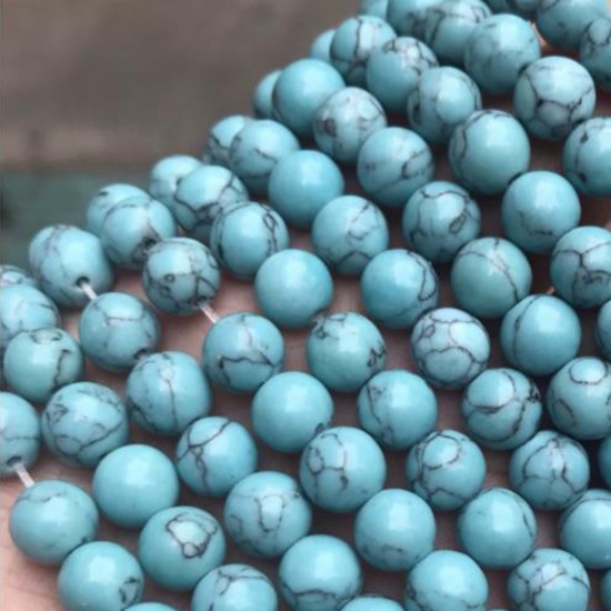 Picture of Turquoise ( Synthetic ) Beads Round Crack Light Blue About 10mm Dia, 1 Strand (Approx 38 PCs/Strand)