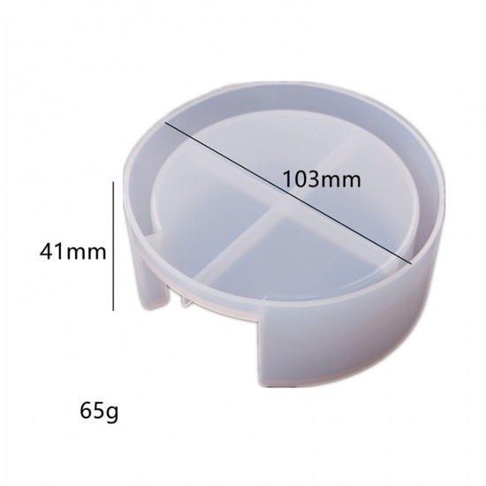Immagine di Silicone Muffa della Resina per Gioielli Rendendo Coaster Tondo Bianco 10.3cm x 4.1cm, 1 Pz