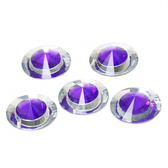 Picture of Resin Charm Pendants Round Faceted Purple 30.0mm(1 1/8") Dia. 10 PCs