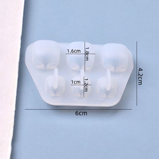 Picture of Silicone Halloween Resin Mold For Jewelry Making Trapezoid Skull White 6cm x 4.2cm, 1 Piece