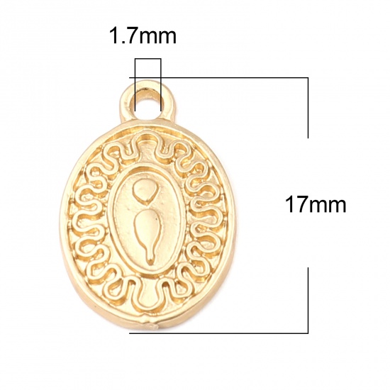 Picture of Zinc Based Alloy Charms Oval Matt Gold 17mm x 11mm, 10 PCs