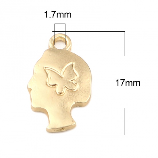Picture of Zinc Based Alloy Charms Girl Matt Gold Butterfly 17mm x 10mm, 10 PCs