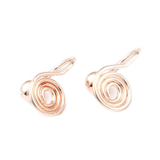 Picture of Brass Ear Clips Earrings Rose Gold Mosquito Coil Holder 15mm x 8mm, 6 PCs                                                                                                                                                                                     