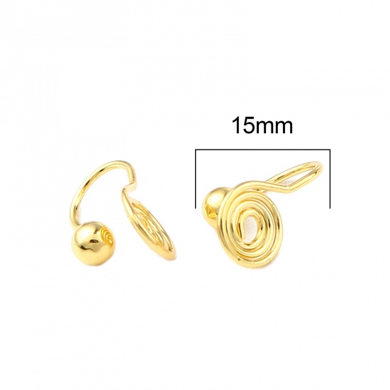 Picture of Brass Ear Clips Earrings Gold Plated Mosquito Coil Holder 15mm x 8mm, 6 PCs                                                                                                                                                                                   