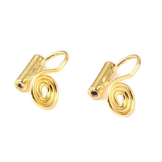 Picture of Brass Ear Clips Earrings Gold Plated Mosquito Coil Holder 15mm x 8mm, 6 PCs                                                                                                                                                                                   