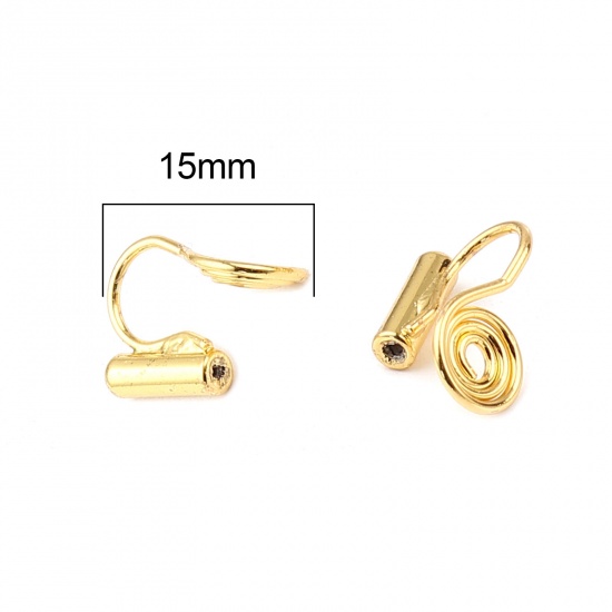 Picture of Brass Ear Clips Earrings Gold Plated Mosquito Coil Holder 15mm x 8mm, 6 PCs                                                                                                                                                                                   