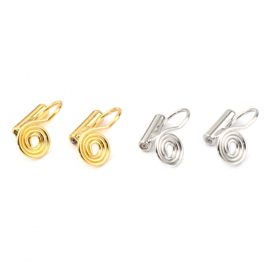 Picture of Brass Ear Clips Earrings Gold Plated Mosquito Coil Holder 15mm x 8mm, 6 PCs                                                                                                                                                                                   