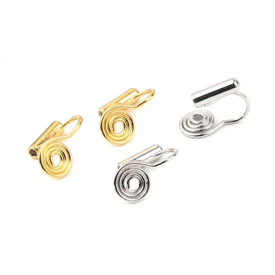 Picture of Brass Ear Clips Earrings Gold Plated Mosquito Coil Holder 15mm x 8mm, 6 PCs                                                                                                                                                                                   