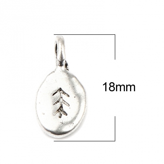 Picture of Zinc Based Alloy Charms Oval Antique Silver Color Leaf 18mm x 8mm, 30 PCs