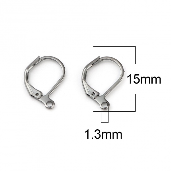 Picture of Brass Ear Clips Earrings Gunmetal Oval W/ Loop 15mm x 10mm, Post/ Wire Size: (21 gauge), 1 Packet (Approx 20 PCs/Packet)                                                                                                                                      