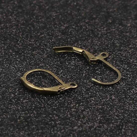 Immagine di Ottone clip orecchio Bronzo Antico Ovale W/ Loop 15mm x 10mm, Dimensione di Posta / Cavo: (21 misura), 1 Pacchetto (Circa 20 Pz/Scatola)                                                                                                                      