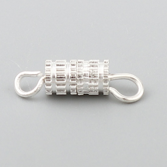 Bild von Kupfer Spannwirbel Halskette Armband Ringe Zylinder Versilbert Zum Abschrauben 14mm x 4mm, 1 Packung 30 PCs/Packet)