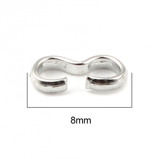 Picture of Copper Connectors 3 shape Silver Tone 8mm x 4mm, 1 Packet ( 100 PCs/Packet)