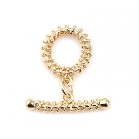 Brass Toggle Clasps Circle Ring 18K Real Gold Plated 21mm x 19mm, 2 PCs