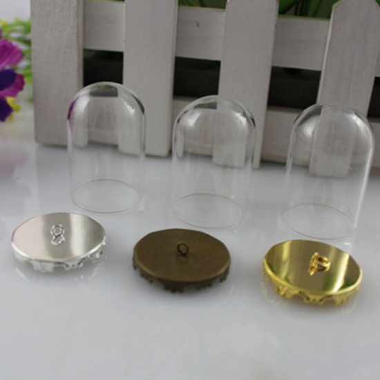 Imagen de Zamak Botella de Cristal Globopara pendientes anillos collares Botella Deseo Argentado Transparente 25mm x 18mm, 1 Juego ( 2 Unidades/Juego)