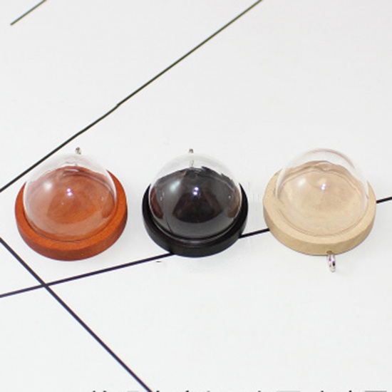 Bild von Holz Glaskugel Flasche Für Ohrring Ring Halskette Wunschflasche Schwarz 30mm x 20mm, 1 Set 2 PCs/Set