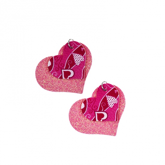 Immagine di PU San Valentino Ciondoli Cuore Rosa Pesca Brillio 45mm x 40mm, 5 Pz
