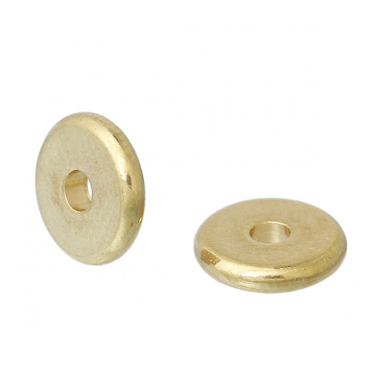 Picture of Brass Beads Flat Round Brass Unplated About 8mm Dia, Hole: Approx 2.1mm, 100 PCs                                                                                                                                                                              