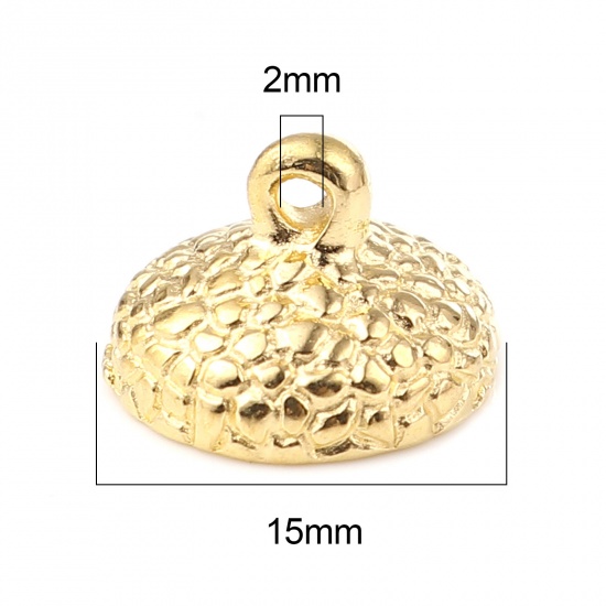 Immagine di Lega di Zinco Coppette Copriperla Tondo Oro Placcato (Addetti 14mm Perline) 15mm x 11mm, 10 Pz