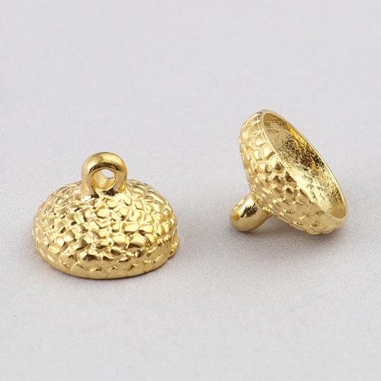 Picture of Zinc Based Alloy Beads Caps Round Gold Plated (Fit Beads Size: 14mm Dia.) 15mm x 11mm, 10 PCs