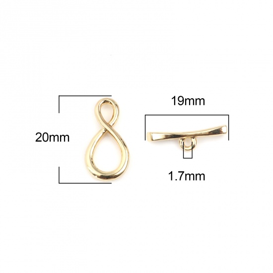 Immagine di Lega di Zinco Alternare Fermagli Simbolo di Infinito Oro Placcato 20mm x 10mm 19mm x 3mm, 5 Seri