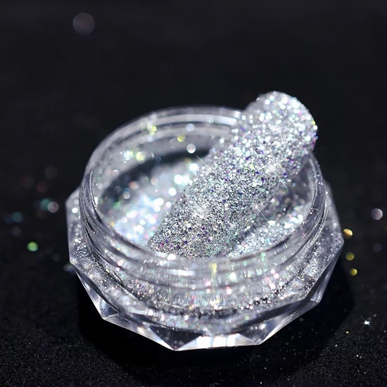 Picture of ( 3ml ) Plastic Resin Jewelry Craft Filling Material Silver Color Rhinestone 1 Piece