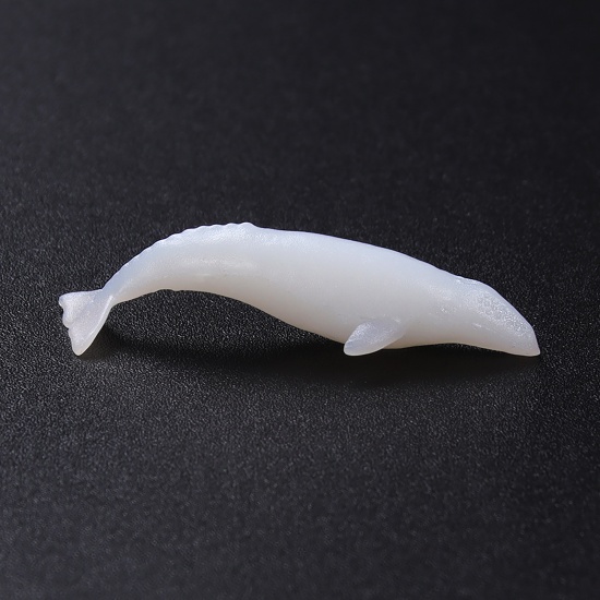 Picture of Plastic Ocean Jewelry Resin Jewelry Craft Filling Material White Whale Animal 33mm x 12mm, 1 Piece