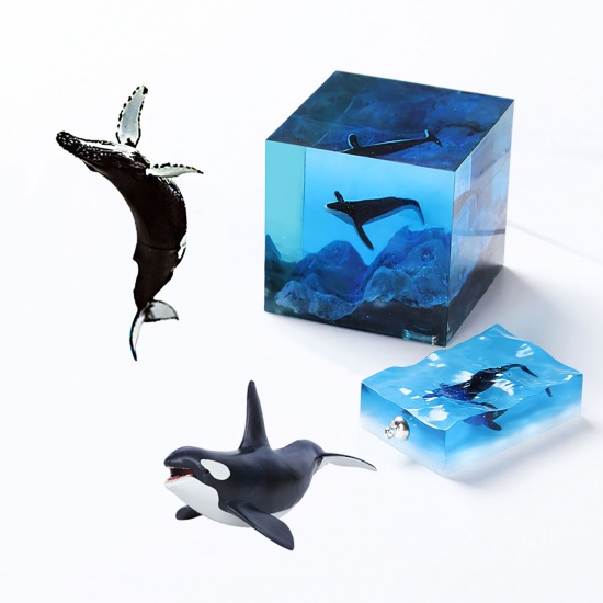 Immagine di Plastica Gioielli Oceanici Artigianato in Resina Materiale di Riempimento Bianco Balena 33mm x 12mm, 1 Pz