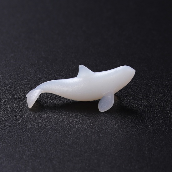 Picture of Plastic Ocean Jewelry Resin Jewelry Craft Filling Material White Whale Animal 25mm x 11mm, 1 Piece