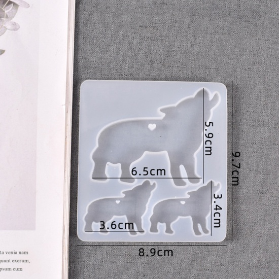 Picture of Silicone Resin Mold For Jewelry Making Pendants Wolf White 9.7cm x 8.9cm, 1 Piece