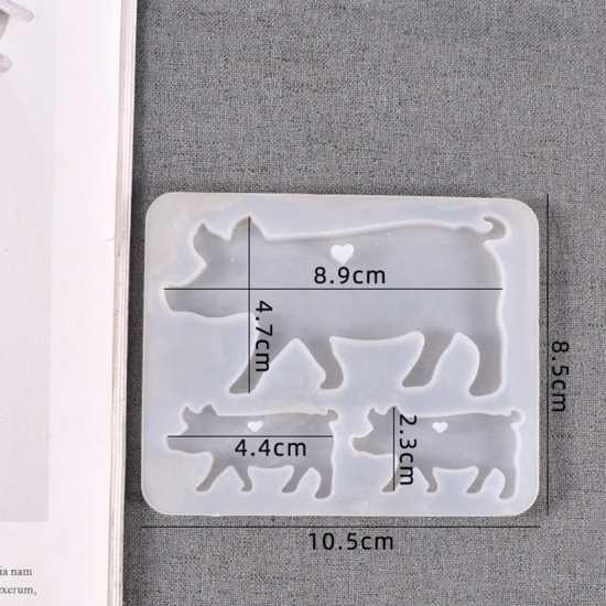 Picture of Silicone Resin Mold For Jewelry Making Pendants Pig Animal White 10.5cm x 8.5cm, 1 Piece