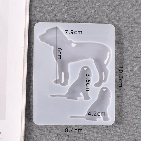 Picture of Silicone Resin Mold For Jewelry Making Pendants Dog Animal White 10.6cm x 8.4cm, 1 Piece
