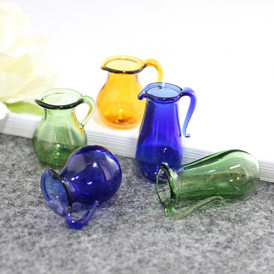 Bild von Glas Glaskugel Flasche Für Ohrring Ring Halskette Wunschflasche Dunkelblau 24mm x 21mm, 1 Stück