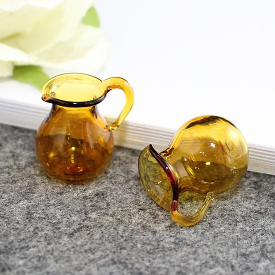 Bild von Glas Glaskugel Flasche Für Ohrring Ring Halskette Wunschflasche Sektfarben 24mm x 21mm, 1 Stück