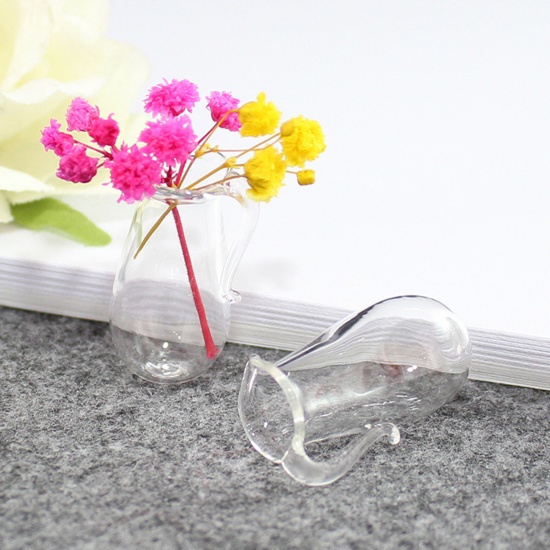 Picture of Glass Glass Miniature Globe Bubble Bottle Vial For Earring Ring Necklace Wish Bottle Transparent Clear 32mm x 18mm, 1 Piece