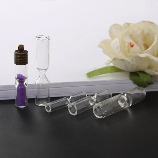 Bild von Glas Glaskugel Flasche Für Ohrring Ring Halskette Sanduhr Vergoldet Transparent 1 Set