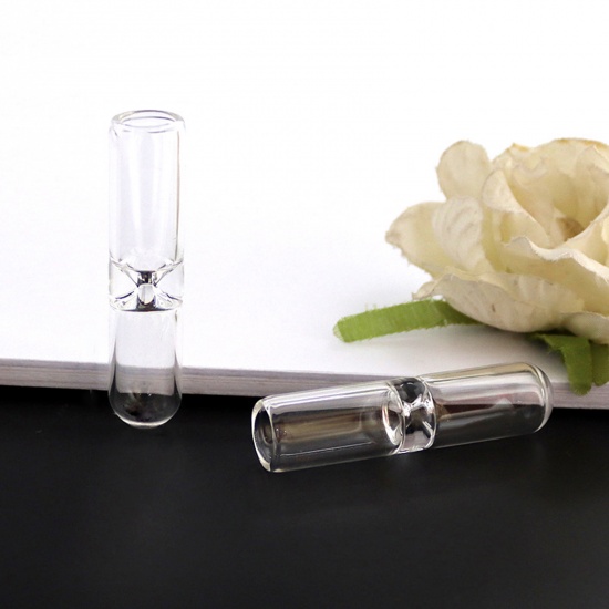 Bild von Glas Glaskugel Flasche Für Ohrring Ring Halskette Sanduhr Transparent 50mm x 12mm, 1 Stück