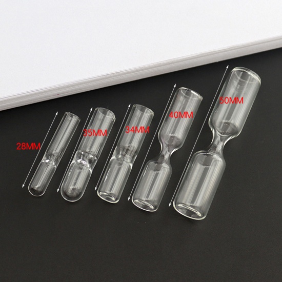 Bild von Glas Glaskugel Flasche Für Ohrring Ring Halskette Sanduhr Transparent 50mm x 12mm, 1 Stück
