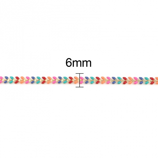 Immagine di Ottone Smalto Catena Accessori Foglia Oro Placcato Multicolore 6mm, 1 M                                                                                                                                                                                       