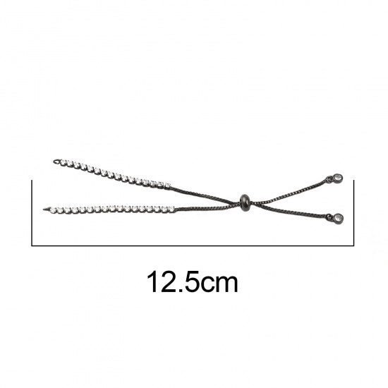 Picture of Copper Slider/Slide Extender Chain Gunmetal Adjustable Clear Rhinestone 12.5cm(4 7/8") long, 1 Piece