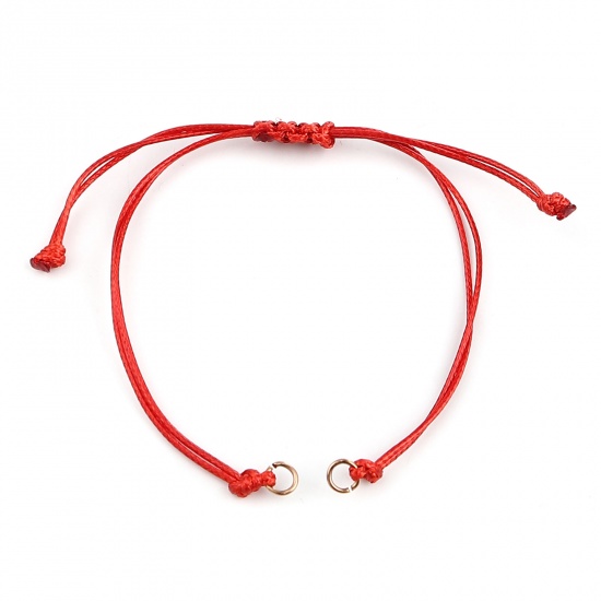 Image de Bracelets Semi-finis pour la Fabrication de Bijoux Faits à la Main Accessoires Tressé en Polyester Or Rose Rouge Réglable 13.5cm long, 5 Pièces