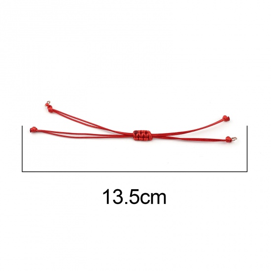 Picture of Polyester Braided Semi-finished Bracelets For DIY Handmade Jewelry Making Accessories Findings Rose Gold Red Adjustable 13.5cm(5 3/8") long, 5 PCs