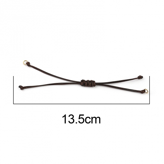 Picture of Polyester Braided Semi-finished Bracelets For DIY Handmade Jewelry Making Accessories Findings Gold Plated Brown Adjustable 13.5cm(5 3/8") long, 5 PCs