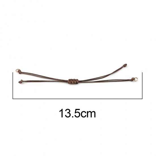 Picture of Polyester Braided Semi-finished Bracelets For DIY Handmade Jewelry Making Accessories Findings Rose Gold Brown Adjustable 13.5cm(5 3/8") long, 5 PCs