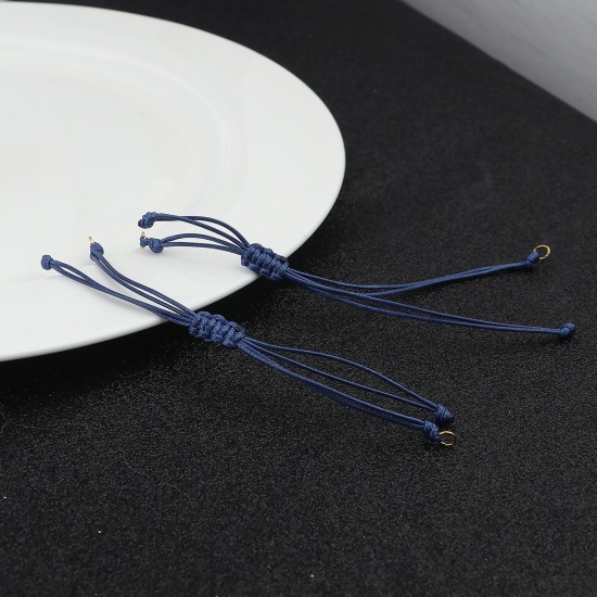 Изображение Полиэстер плетеный Браслеты-полуфабрикаты для изготовления ювелирных изделий ручной работы своими руками Позолоченный Темно-синий Регулируемый 13.5см длина, 5 ШТ