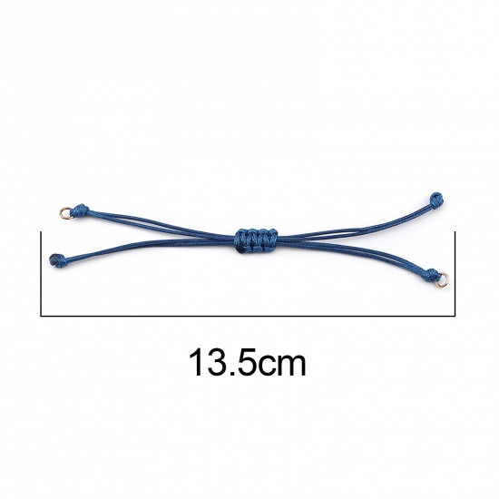 Picture of Polyester Braided Semi-finished Bracelets For DIY Handmade Jewelry Making Accessories Findings Rose Gold Dark Blue Adjustable 13.5cm(5 3/8") long, 5 PCs