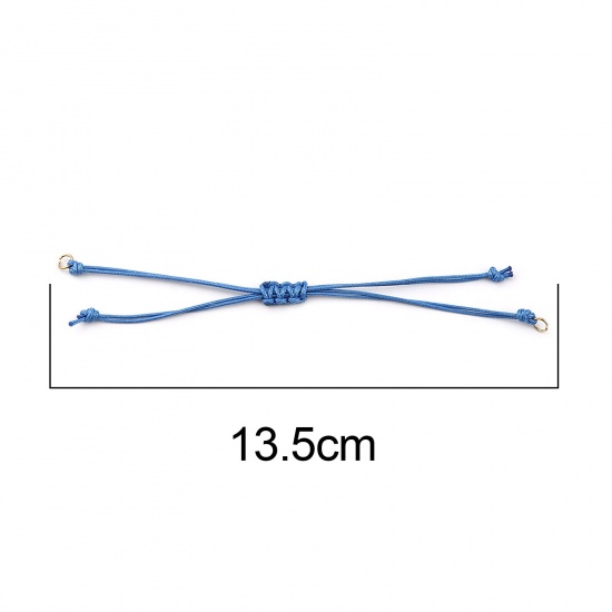 Bild von Terylen Geflochten Halbfertige Armbänder für die Herstellung von handgefertigtem Schmuck Zubehör Vergoldet Hellblau Verstellbar 13.5cm lang, 5 Strange