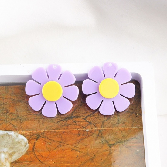 Immagine di Acrilato Ciondoli Fiore Colore Viola 32mm x 32mm, 5 Pz