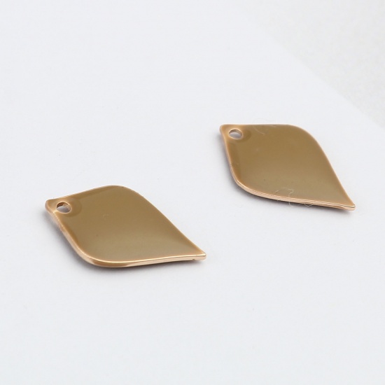 Picture of Copper Enamelled Sequins Charms Gold Plated Light Coffee Petaline 18mm x 12mm, 10 PCs